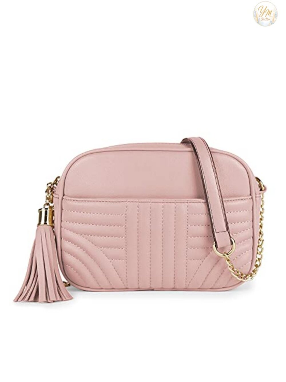 Quilted Crossbody Bag Vegan Leather Camera Purse Adjustable Strap Tassel